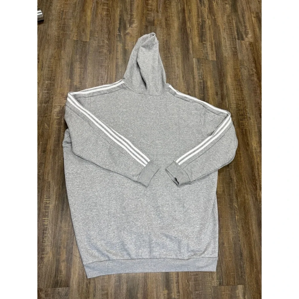 Adidas Mens Essentials 3-Stripes Full Zip Hoodie Grey IJ6479 4XLT Big and Tall